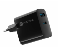 Natec RIBERA GAN 1X USB-A + 1X USB-C 45W CZARNA - 1480429 - zdjęcie 1
